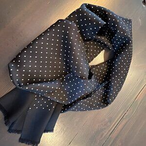 J.Crew Silk Long Scarf – Mini Dot 🖤⚪️Polka Dot  (82" x 10")